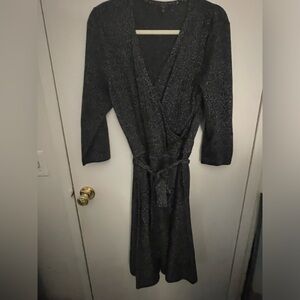 Stunning Talbots wrap dress black with silver. Used-excellent condition!